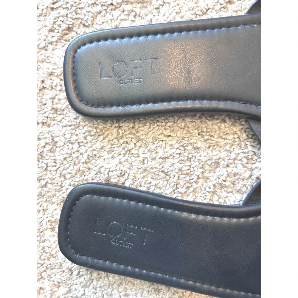 Loft Outlet Black Knotted Preppy Slide Croc Embossed Faux Leather‎ Sz 8/8.5